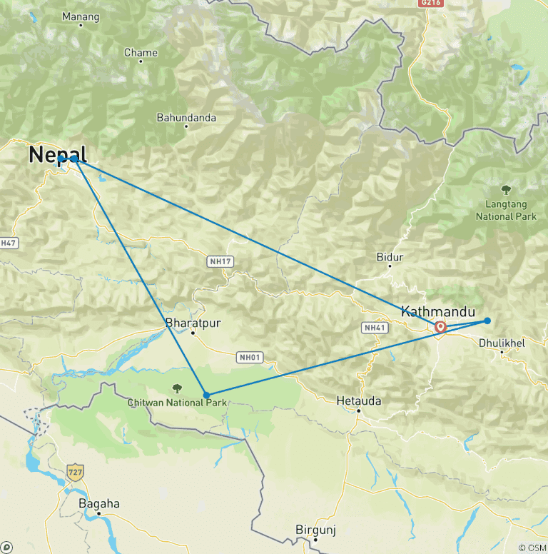 Map of Family Tour in Nepal