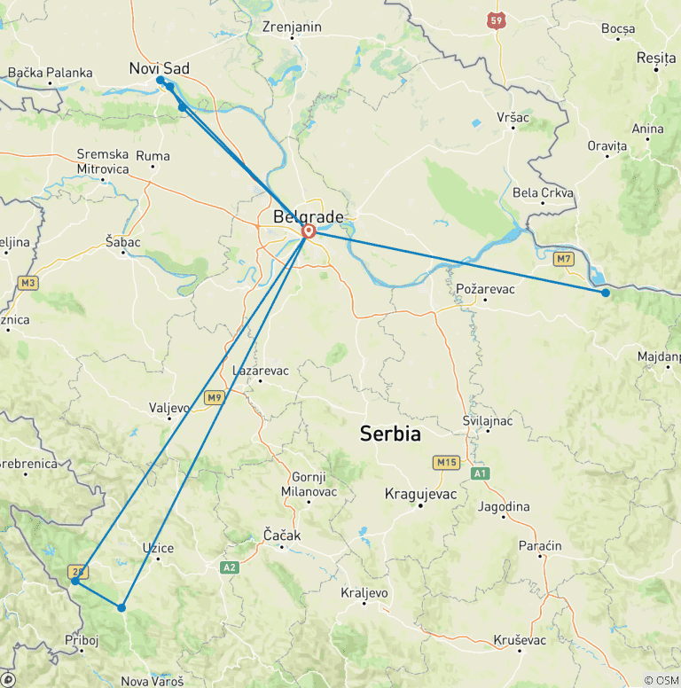 Map of Best of Serbia in one week - SMALL GROUP