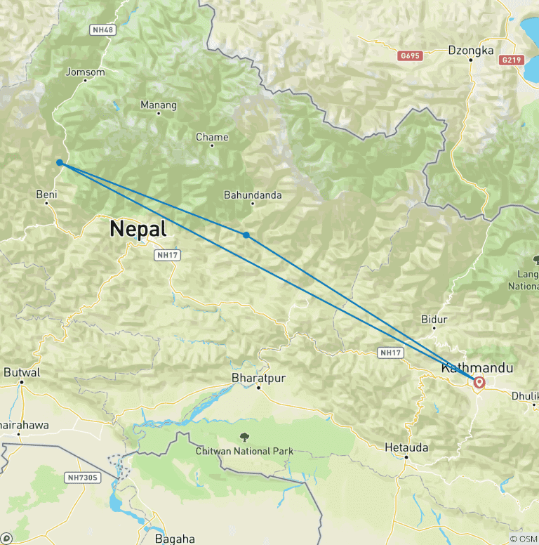 Map of Tamang Heritage Trail Trek- 7 Days