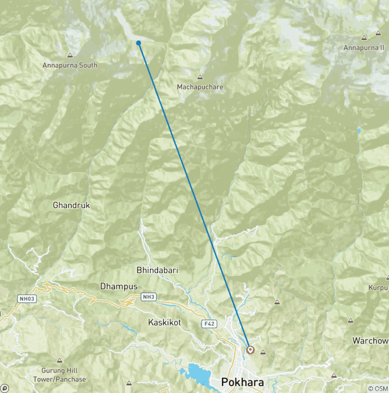 Map of Annapurna Helicopter Tour- Day Tour