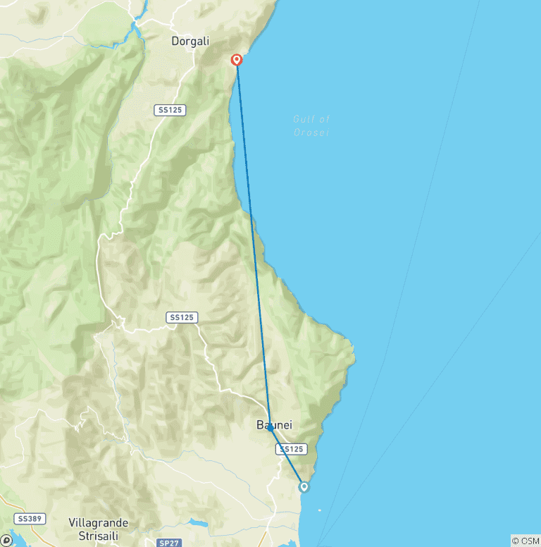 Map of Sardinia's East Coast