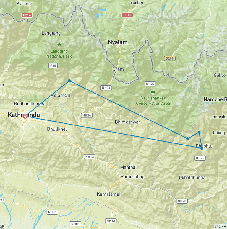 Map of Pikey Base Camp Trek