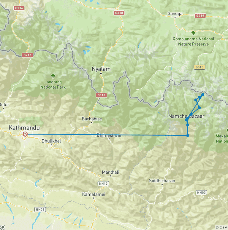 Map of Everest Base Camp (13 Nights 14 Days) Trek