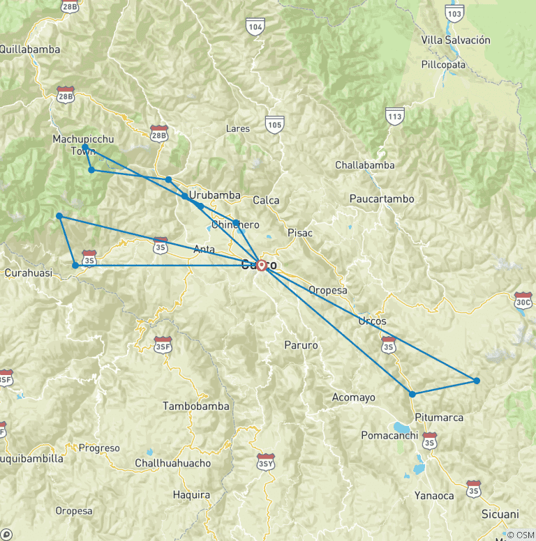Map of 6 Days Of Adventure: Cusco, Machu Picchu, Humantay Lake, And Rainbow Mountain