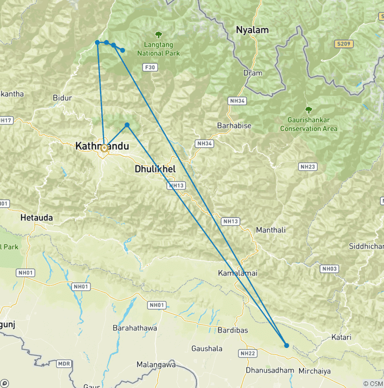 Map of Gosaikunda Lake Trek