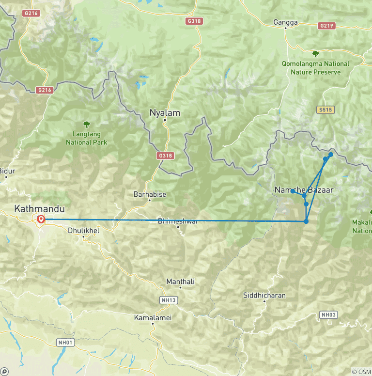 Map of Everest Base Camp Heli Trek
