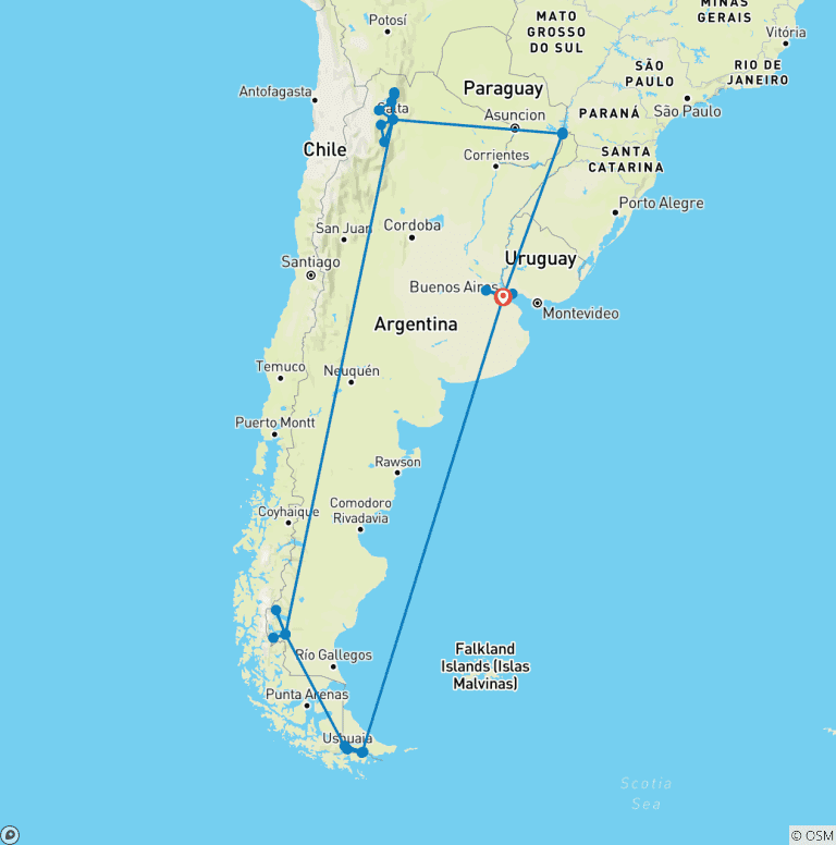 Map of Highlights of Argentina