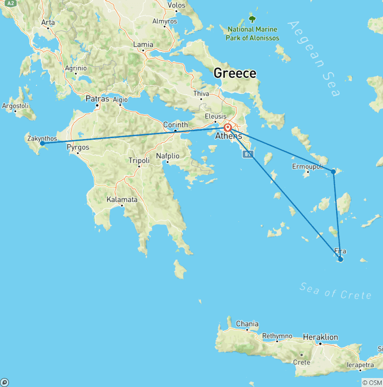 Map of Holidays in Greece - 10 Days (Small Group Tour)