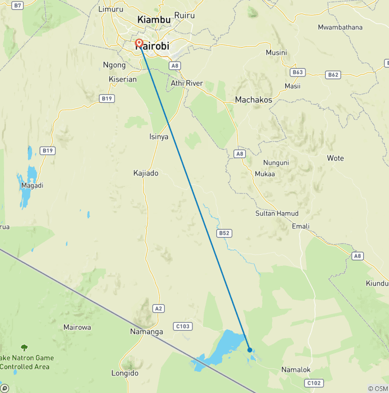 Map of 3 Day Safari Kenya Amboseli