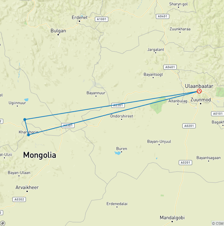 Map of Orkhon Valley 2D 1N