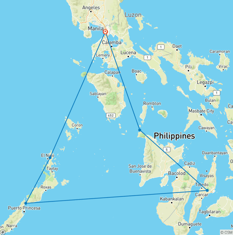 Map of 10 Days Philippine Tour