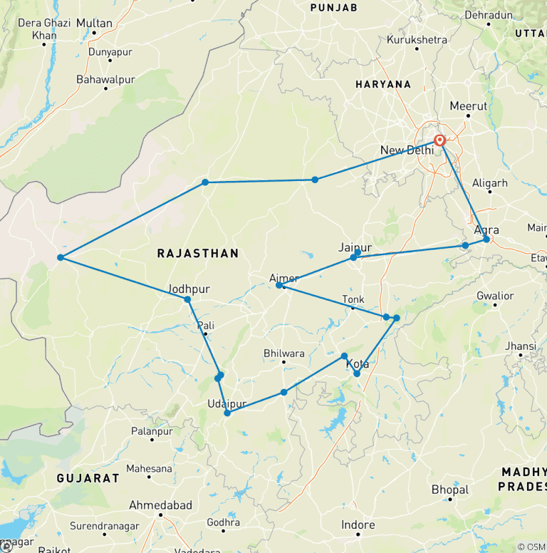 Map of Incredible Rajasthan - The Royal India