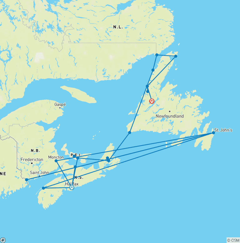 Map of Atlantic Maritimes & Viking Trail