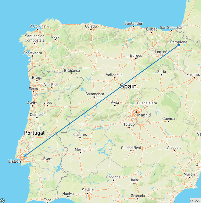 Map of San Fermin Running of the Bulls: Opening Ceremony from Lisbon