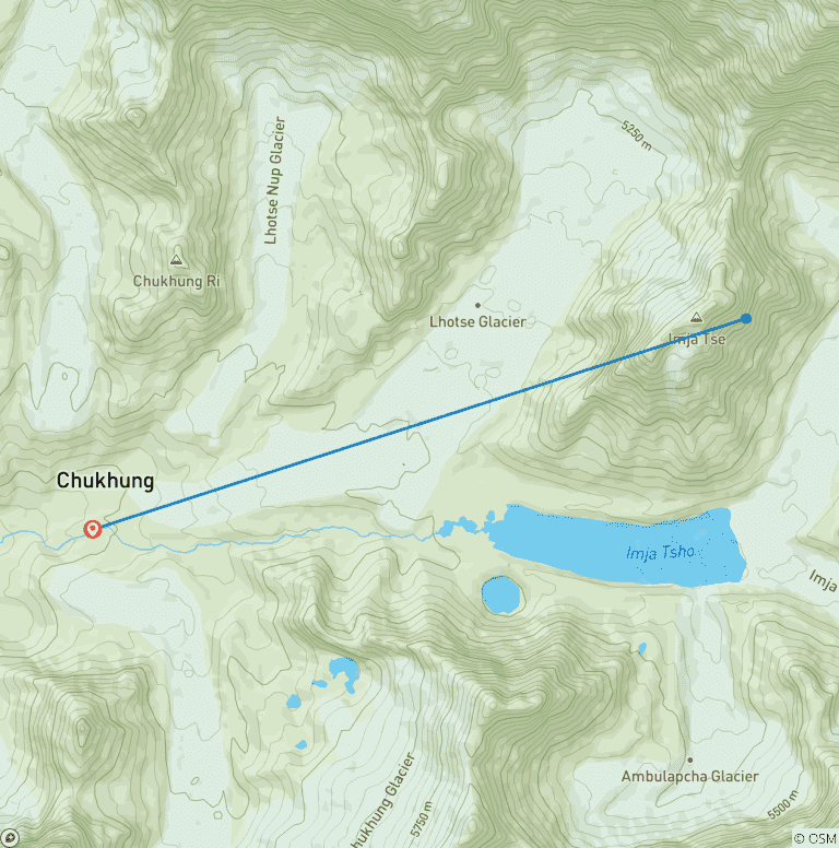 Map of Island Peak Climbing Group Joining From Chhukung