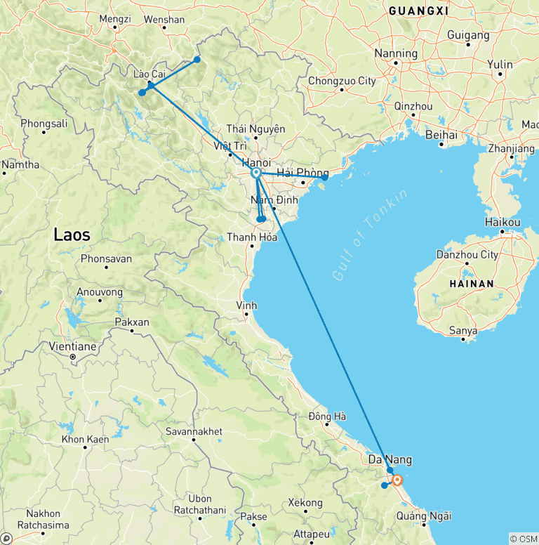 Map of Journey through Vietnam: Discovering Hanoi, Sapa, Halong Bay, Hoi An 14-Day