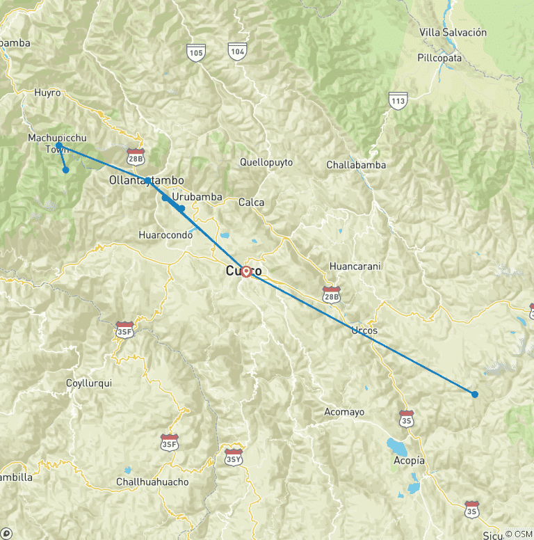 Map of CUSCO ADVENTURE EXPRESS - 5 Days