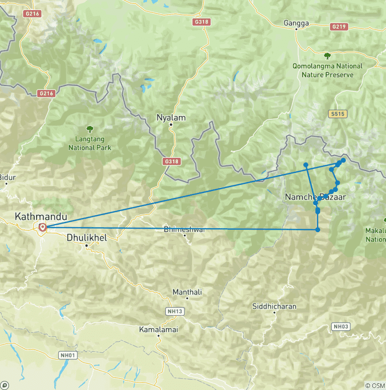 Map of Everest Base Camp Trek 7 Days