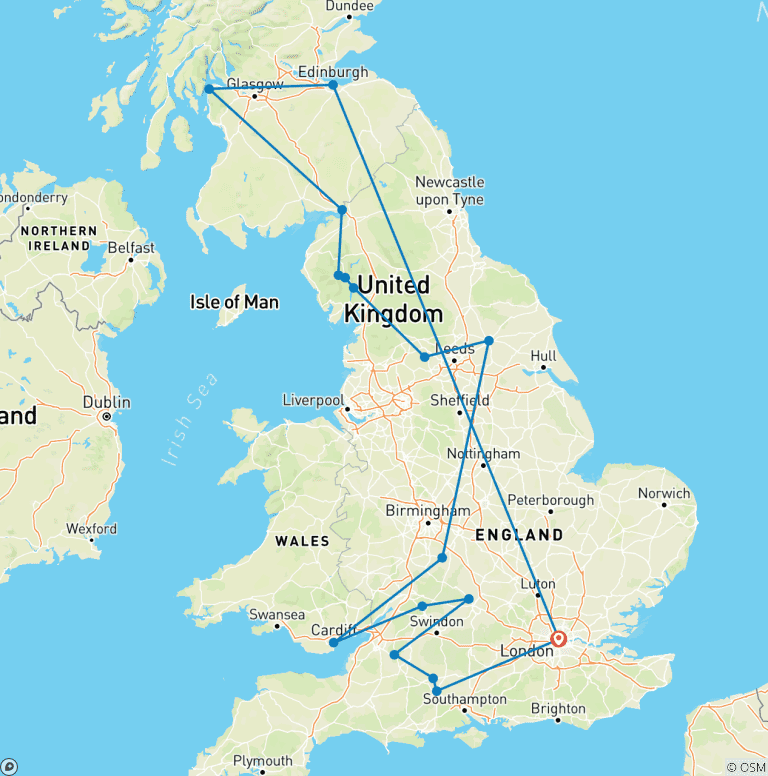 Map of Elegance of Great Britain (Classic, Summer, Start London, 13 Days)