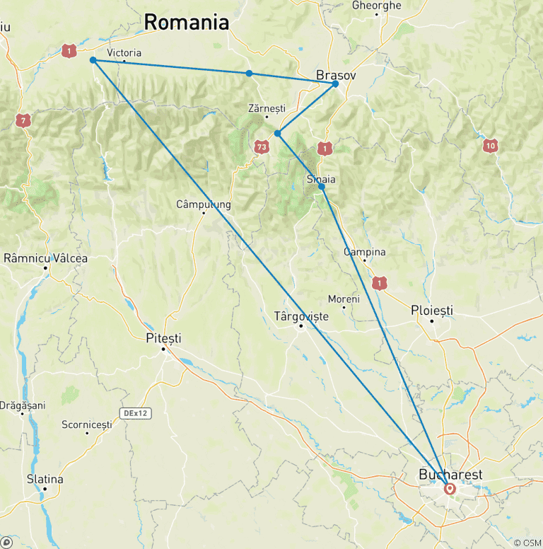 Map of Adventure trip to Transylvania in 3 days from Bucharest (small group tour)