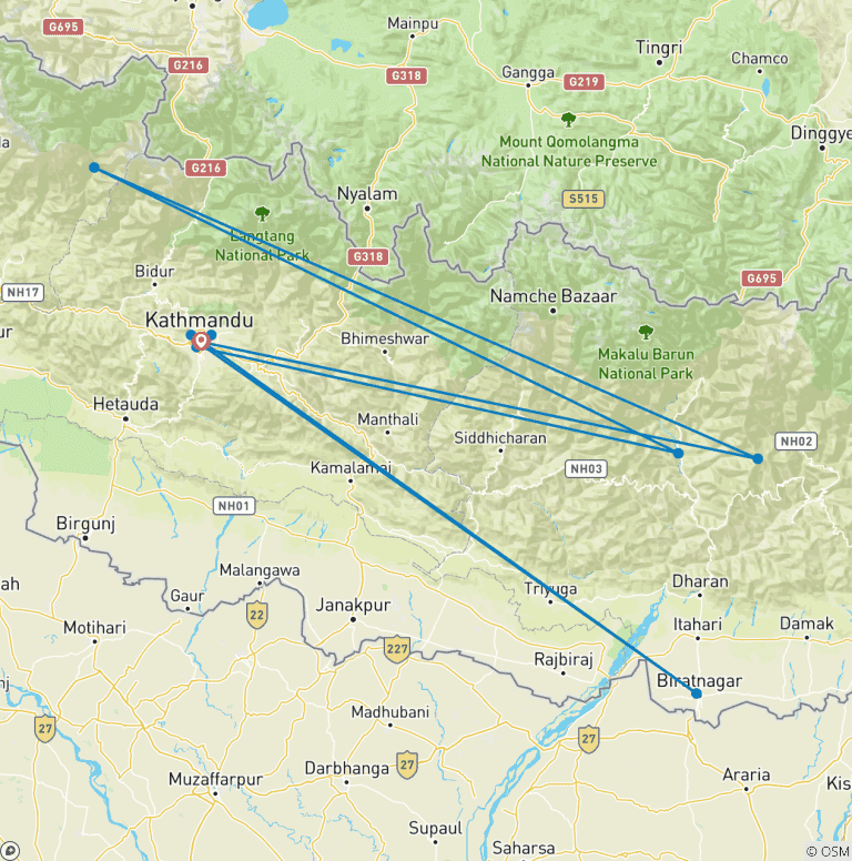 Map of Jaljale Trek Kanchenjunga Area
