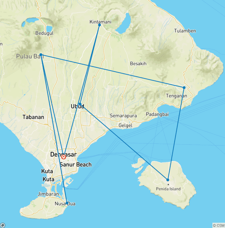 Map of Amazing Trip Bali 10 Days and Nusa Penida