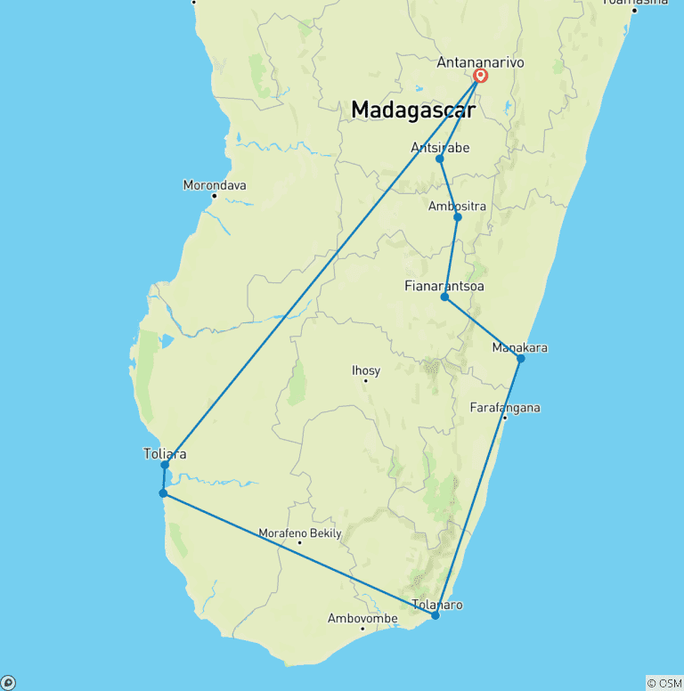 Map of Great adventure to Madagascar south extreme