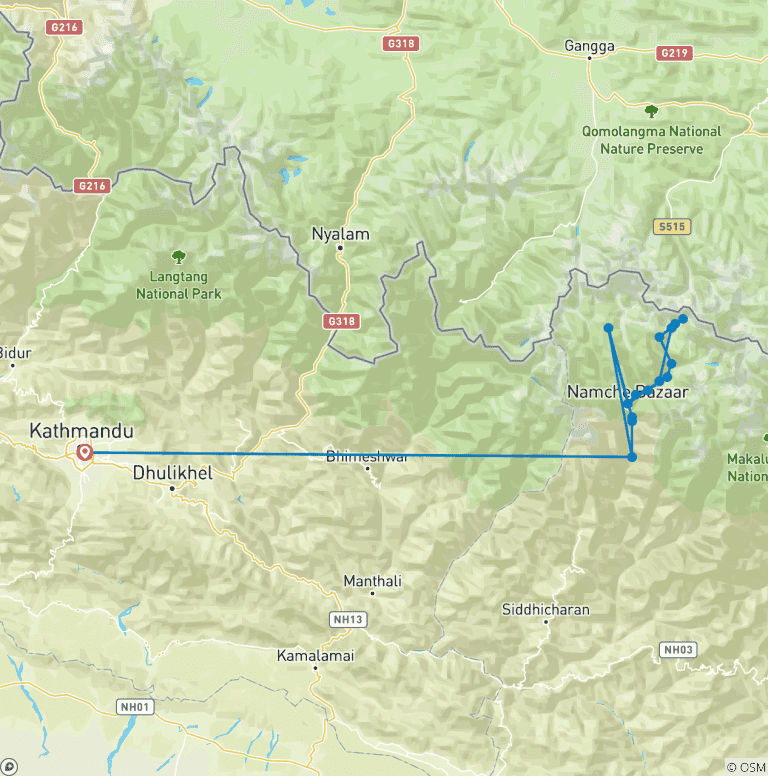 Map of Rapid Everest Base Camp Trek