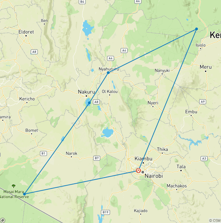 Map of 7 Days Tailor-Made Kenya Luxury Safari