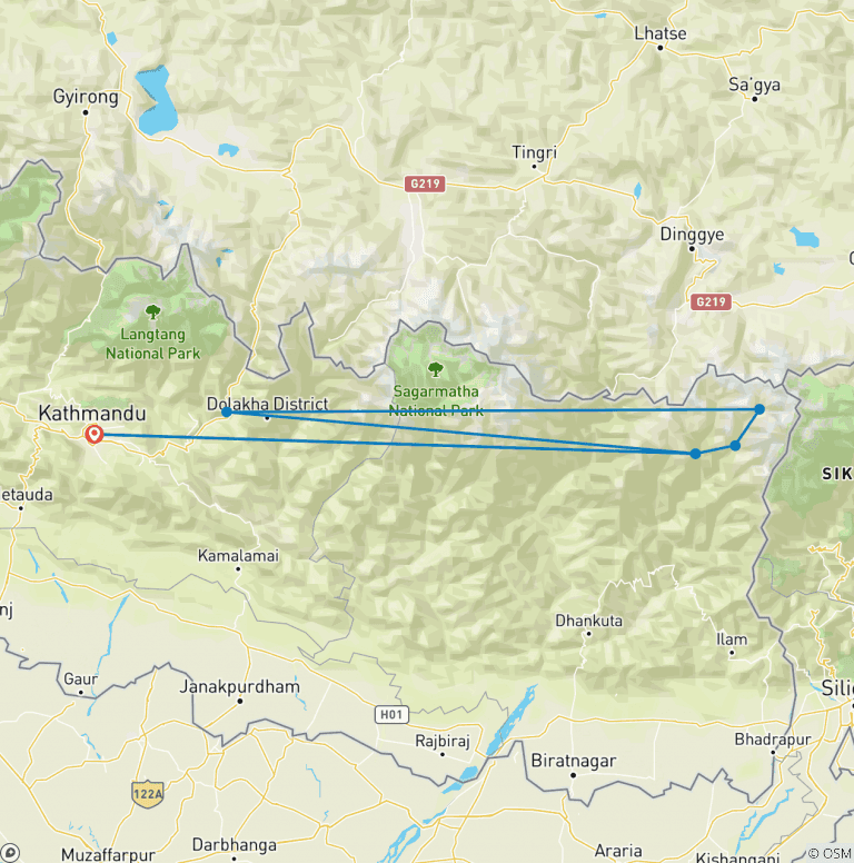 Map of Kanchenjunga Bokto Peak Climbing 26 Days 25 Night