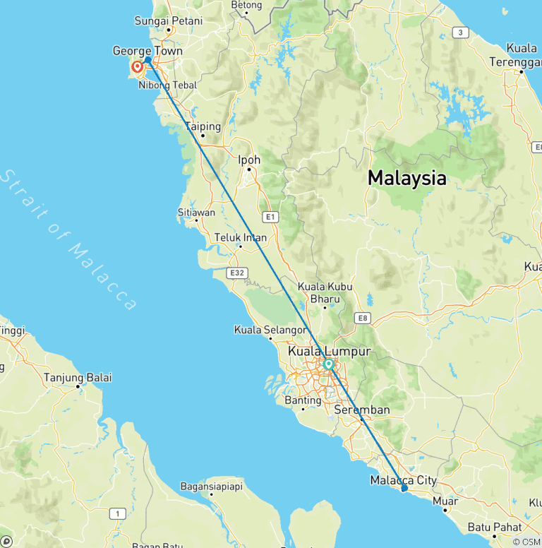 Map of Tailor-Made 6 Days Best Malaysia Family Tour, Daily Start & Private Guide