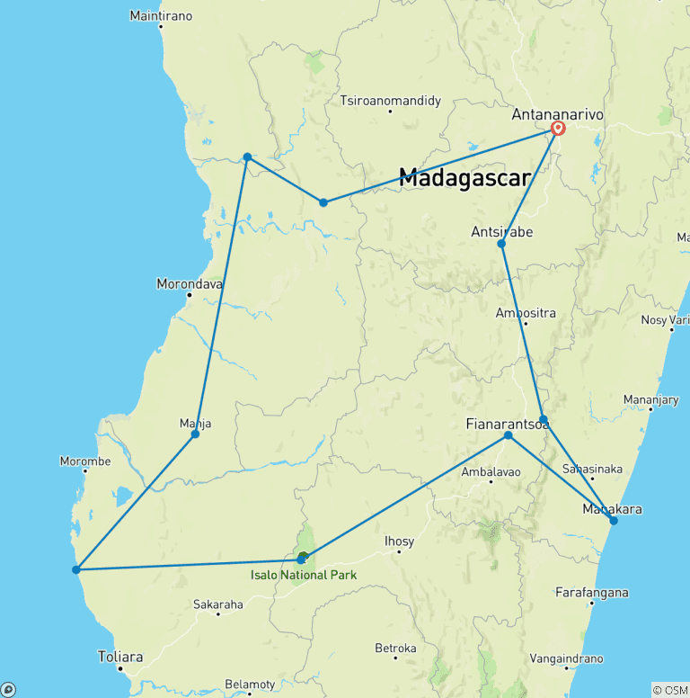 Map of A Great Loop To Disover Madagascar In A Different Way