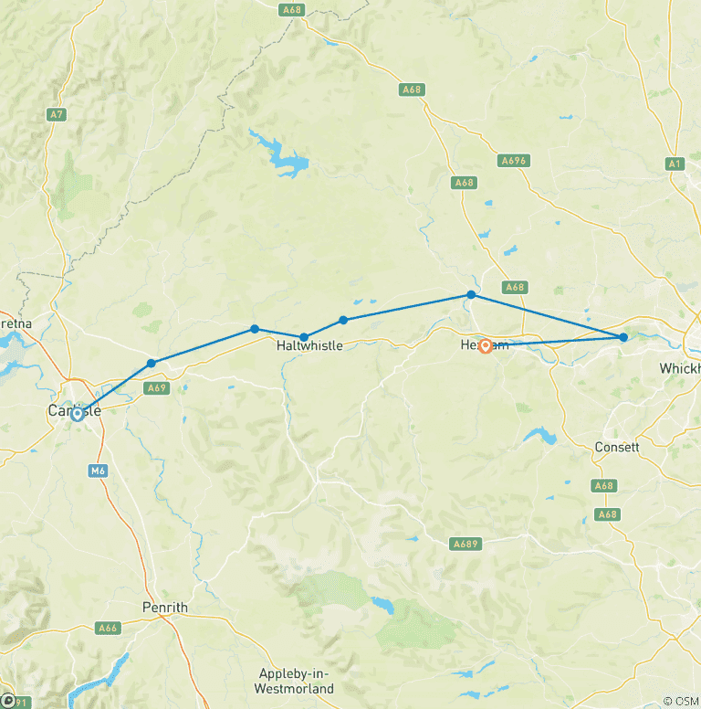 Map of Walk Hadrian's Wall Highlights