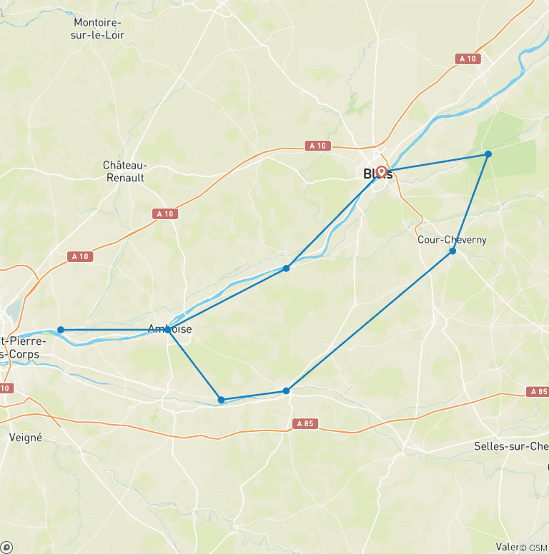 Map of Cycling the Chateaux of the Loire - Upgraded