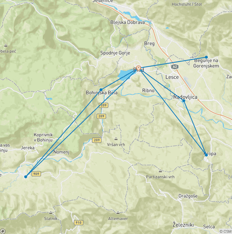 Map of Lake Bled Tour