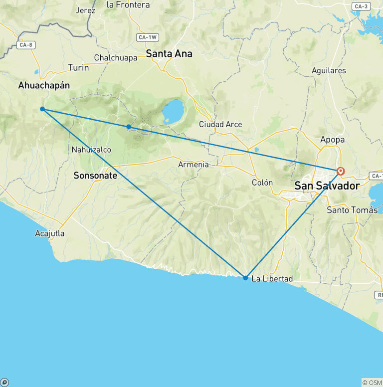 Map of El salvador Adventure Program