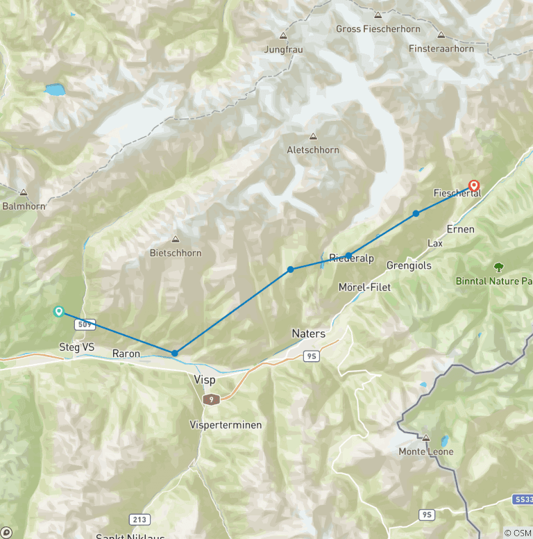 Map of Aletsch Panorama Trail & Lötschberg South Ramp (7 days)