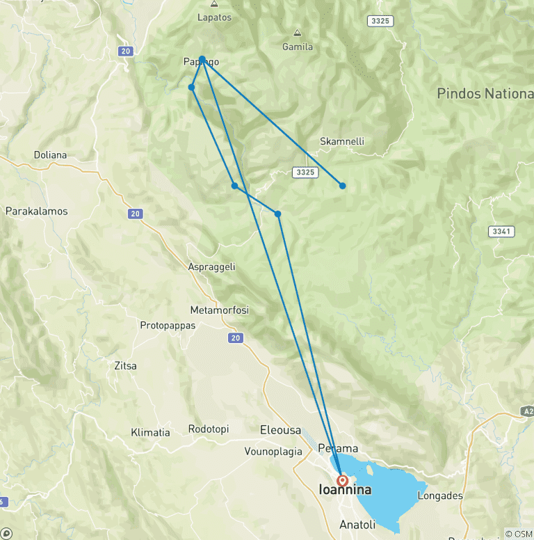 Map of Zagori: Vikos Gorge (7 days)