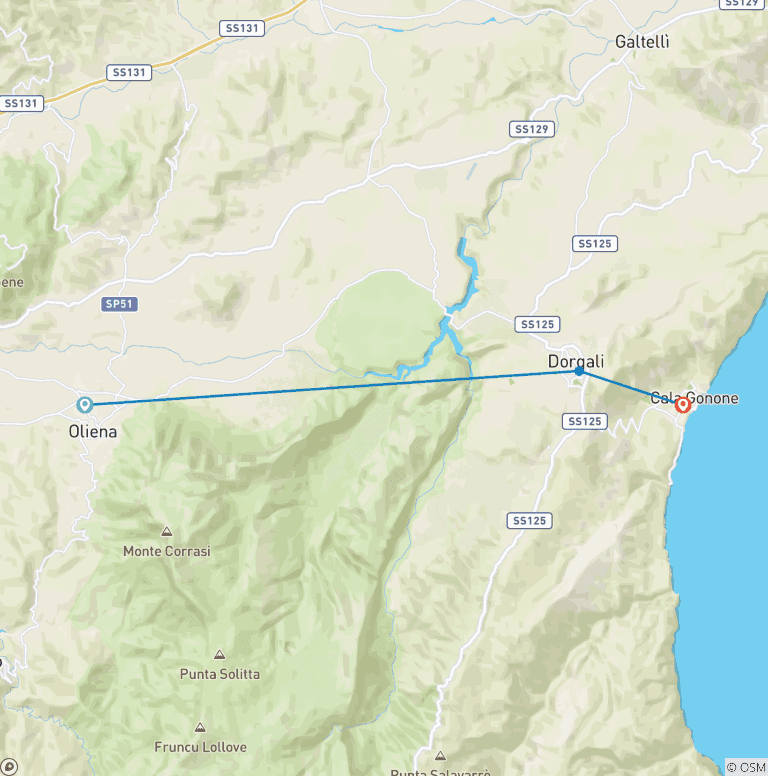 Map of Wild in Sardinia 8 Days