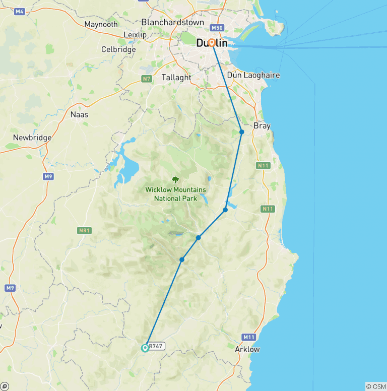 Map of Ireland - Wicklow Way - (8 days)