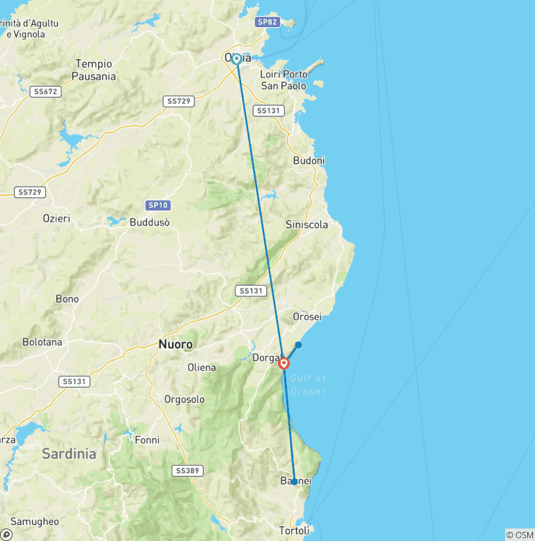 Map of Hike Sardinia in 8 Days