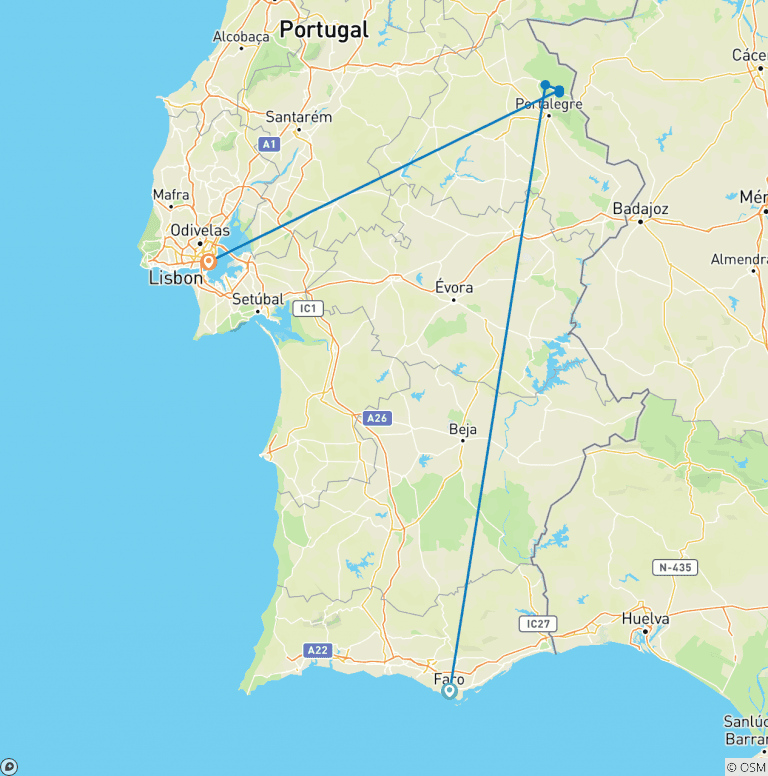 Map of The walk of the historical Alentejo (7 days)