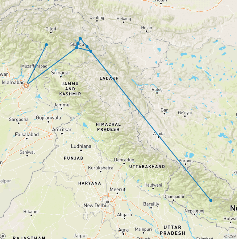Map of K2 Base Camp Trek & Gondogoro La Pakistan 2026 and 2027