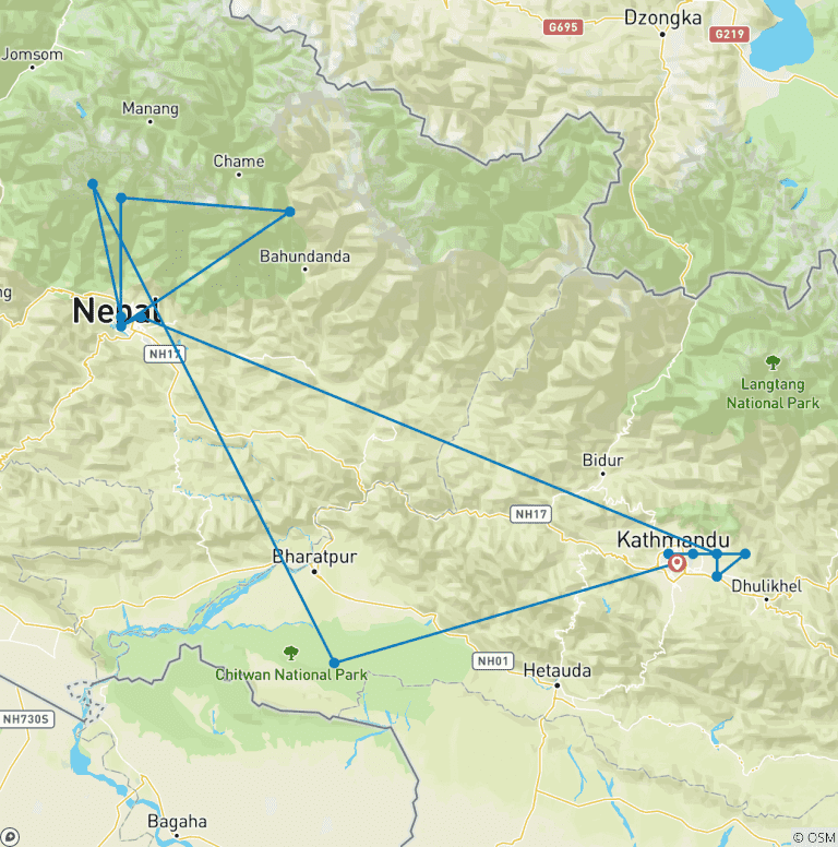 Map of Premium Nepal (28 destinations)