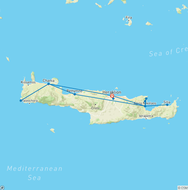 Map of Discovering Crete, Self-drive