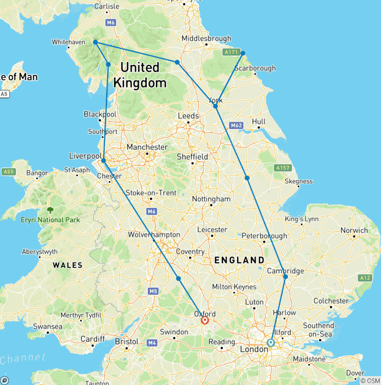 Map of Gems of Northern England - 9 Days/8 Nights