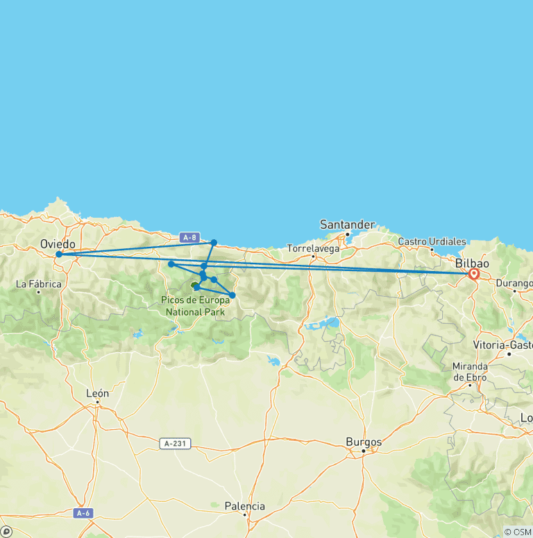 Map of Hiking the High Trails of the Picos de Europa