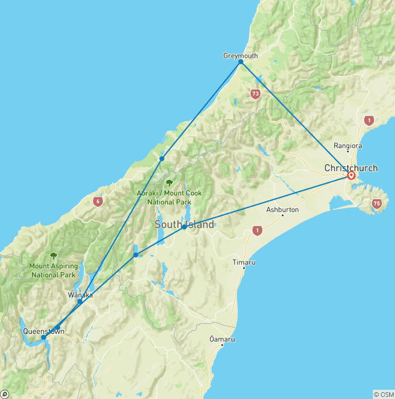 Map of New Zealand Southern Pioneer