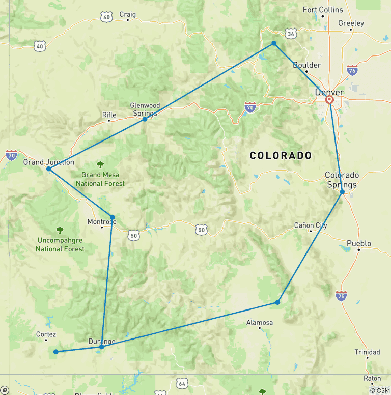 Map of National Parks of Colorado