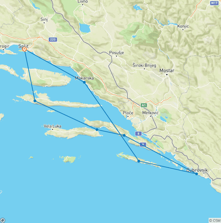 Map of Croatia Sail Adventure